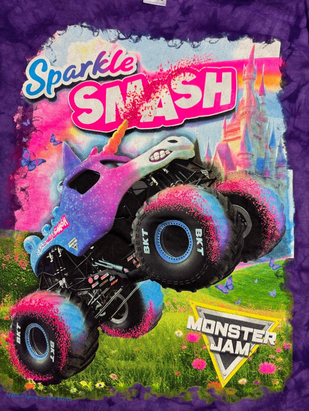 Monster Jam Purple Tie Dye Shirt Size Medium Sparkle Smash Graphic Tee